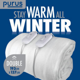 Purus Luxury Double  Size Electric Blanket Fully Fitted Heated Bed Underblanket Polyester Detachable Control 3 Heat Settings - thumbnail 2