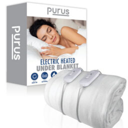 Purus Luxury Double  Size Electric Blanket Fully Fitted Heated Bed Underblanket Polyester Detachable Control 3 Heat Settings