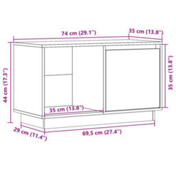 Vidaxl Tv Cabinet Grey 74X35X44 Cm Solid Wood Pine Tv Cabinets - thumbnail 3