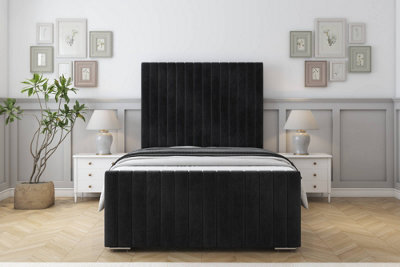 "Sloomy Madison Black Naples Bed Frame With 50"" Upholstered Headboard 5' King" - image 1