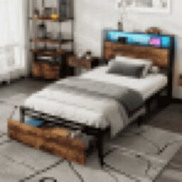 Matteo Modern 3Ft Single Metal Bed Frame With Integrated Led Light, Usb Charging & Under-Bed Storage Drawer - Black & Walnut Effect - thumbnail 9