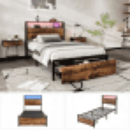 Matteo Modern 3Ft Single Metal Bed Frame With Integrated Led Light, Usb Charging & Under-Bed Storage Drawer - Black & Walnut Effect - thumbnail 6