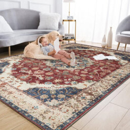 Ameha Modern Large Area Rug Whisper Cashmere Hallway Carpets Kitchen Mat Indoor Outdoor Rugs Living Room 160 X 230 Cm Red Floral - thumbnail 5