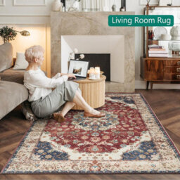 Ameha Modern Large Area Rug Whisper Cashmere Hallway Carpets Kitchen Mat Indoor Outdoor Rugs Living Room 160 X 230 Cm Red Floral - thumbnail 3