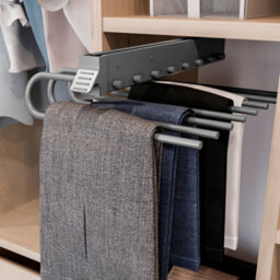 Emuca Pull-Out Trouser Rack, Left, Silver Painted, Steel And Plastic - thumbnail 3