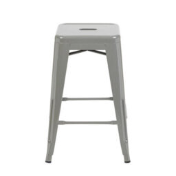 "Fwstyle Bistro Metal Bar Stools Set Of 4 24"" Silver Gloss Galvanised Steel Countertop Indoor & Outdoor" - thumbnail 5