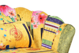 2 Seater Sofa Loveseat In Gold Patchwork Fabric - thumbnail 5