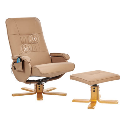 Beliani Massage Chair Relaxpro With Footstool Faux Leather Light Brown - image 1