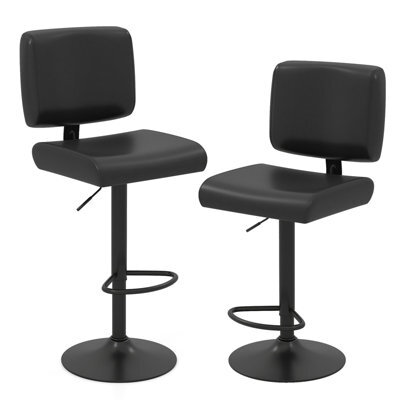 Costway Bar Stools Set Of 2 Swivel Bar Chairs With Adjustable Height-Black - image 1