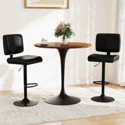 Costway Bar Stools Set Of 2 Swivel Bar Chairs With Adjustable Height-Black - thumbnail 7