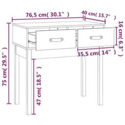 Berkfield Console Table Honey Brown 76.5X40X75 Cm Solid Wood Pine - thumbnail 9