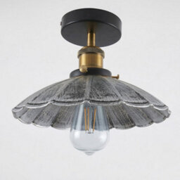 Industrial- Flush Light Fitting Metal 22Cm Lampshade E27 Ceiling Lighting Fixture For Indoor Kitchen Dining Room - thumbnail 1