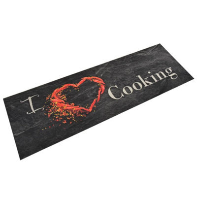 Berkfield Kitchen Rug Washable Cooking Black 60X180 Cm Velvet - image 1