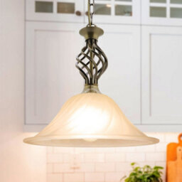 Long Life Lamps Company Vintage Antique Brass Ceiling Pendant Light Frosted Glass Fixture Chain Suspended H3123 - thumbnail 6