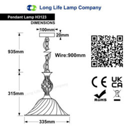 Long Life Lamps Company Vintage Antique Brass Ceiling Pendant Light Frosted Glass Fixture Chain Suspended H3123 - thumbnail 2