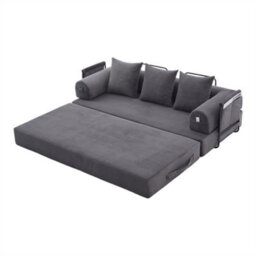 Abrihome Foldable Compressible Sofa With Sturdy Metal Frame, Perfect For Small Spaces - Modern Fabric & Metal, Dark Grey - thumbnail 9
