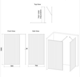 Royal Bathrooms Luxor Walk In Wet Room Fluted Shower Enclosure With 1400 X 700mm Stone Tray & Matt Black Frame 8mm Easy Clean Glass - thumbnail 8