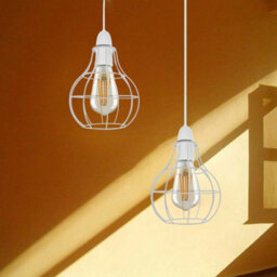 2 Pack Of White Modern Easy Fit Metal Wire Cage Pendant Lighting Ceiling Light Shade Indoor Pendant Light Shade Lamp Shade(2 Pack) - thumbnail 2