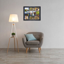 AK Frames 20X16 Black Modern Multi Photo Frame With Blue Mount - Holds 9 Apertures (2X) 7X5, (7X) 6X4 Photos - thumbnail 3