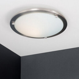 Valuelights Cymbal Modern Bezel Chrome And Frosted Opal White Glass Flush Round Disc Ceiling Light Fitting - thumbnail 5