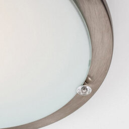 Valuelights Cymbal Modern Bezel Chrome And Frosted Opal White Glass Flush Round Disc Ceiling Light Fitting - thumbnail 3