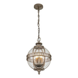 Luminosa Lighting Elstead Halleron Chain Lantern Outdoor Pendant Ceiling Light Burnished Bronze Ip44 - thumbnail 1
