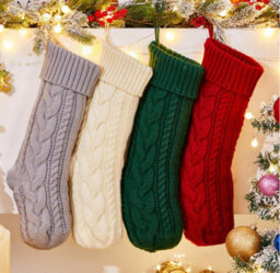 Amorly 5Pcs Cable Knitted Christmas Stockings, Hanging Christmas Stockings For Fireplace, Holiday Party Family Home Decor - thumbnail 3