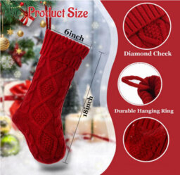 Amorly 5Pcs Cable Knitted Christmas Stockings, Hanging Christmas Stockings For Fireplace, Holiday Party Family Home Decor - thumbnail 2