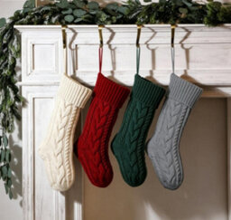 Amorly 5Pcs Cable Knitted Christmas Stockings, Hanging Christmas Stockings For Fireplace, Holiday Party Family Home Decor - thumbnail 5