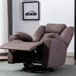 More4Homes Afton Fabric Recliner Rocking Swivel Gaming Cinema Lounge Sofa Chair Brown - thumbnail 8
