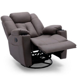 More4Homes Afton Fabric Recliner Rocking Swivel Gaming Cinema Lounge Sofa Chair Brown - thumbnail 3