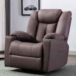 More4Homes Afton Fabric Recliner Rocking Swivel Gaming Cinema Lounge Sofa Chair Brown