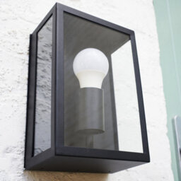 Valuelights Tideswell Ip44 Rated Black & Glass Rectangular Outdoor Security Wall Light Lantern With Led Bulb - thumbnail 3