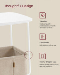 LEDREM Side Table, End Table With Fabric Basket, Modern Nightstand, Square Bedside Table, For Living Room, Bedroom - thumbnail 5