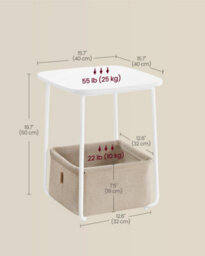 LEDREM Side Table, End Table With Fabric Basket, Modern Nightstand, Square Bedside Table, For Living Room, Bedroom - thumbnail 7