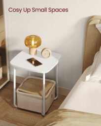 LEDREM Side Table, End Table With Fabric Basket, Modern Nightstand, Square Bedside Table, For Living Room, Bedroom - thumbnail 6