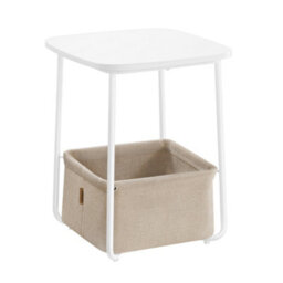 LEDREM Side Table, End Table With Fabric Basket, Modern Nightstand, Square Bedside Table, For Living Room, Bedroom - thumbnail 2