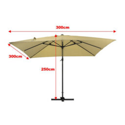 Living And Home 3M Large Square Canopy Rotatable Tilting Garden Rome Umbrella Cantilever Parasol With Square Fillable Base, Taupe - thumbnail 5