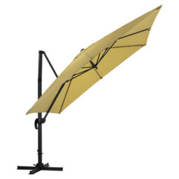 Living And Home 3M Large Square Canopy Rotatable Tilting Garden Rome Umbrella Cantilever Parasol With Square Fillable Base, Taupe - thumbnail 4