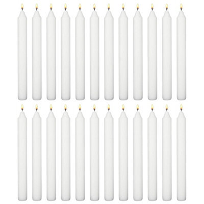 "SolaDirect White Table Household Dinner Tapered Candles, Decorative Household Candles, 6 Hours Burning Time, 18Cm / 7"" Long (Pack Of 24)" - image 1