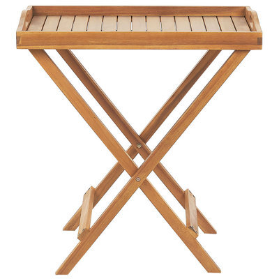 Beliani Outdoor Tea Table, Foldable Acacia Tray, Light Brown, 68 X 45 Cm - image 1