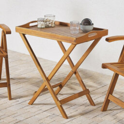 Beliani Outdoor Tea Table, Foldable Acacia Tray, Light Brown, 68 X 45 Cm - thumbnail 2