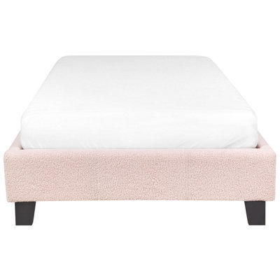 Wyld and Coco Luxenest Eu 3Ft Light Pink Boucle Slatted Bed Frame Without Headboard - Single, Plywood Slatted Support, 7Kg - image 1