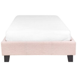 Wyld and Coco Luxenest Eu 3Ft Light Pink Boucle Slatted Bed Frame Without Headboard - Single, Plywood Slatted Support, 7Kg - thumbnail 1
