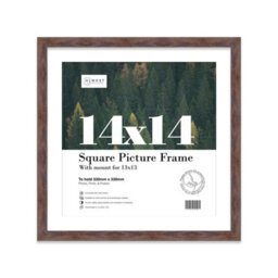 "14X14"" Walnut Picture Frame - 14X14"" Square Frame With 13X13"" Mount For 14X14""/13X13"" Pictures Moderrn Style Thin Edge, 1 Pack" - thumbnail 1