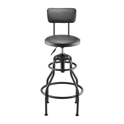 Vevor Shop Stool With Backrest, Pneumatic Garage Seat/work Stool With 300 Lbs Capacity, Adjustable Height Seat, Black - image 1