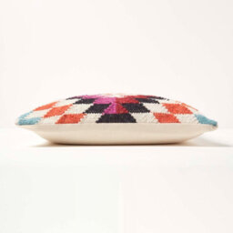 Homescapes Manila Handwoven Orange And Pink Kilim Cushion With Feather Filling - thumbnail 4