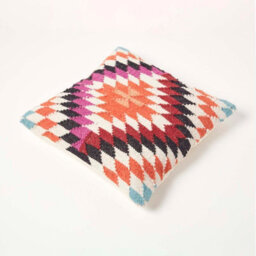 Homescapes Manila Handwoven Orange And Pink Kilim Cushion With Feather Filling - thumbnail 5