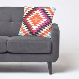 Homescapes Manila Handwoven Orange And Pink Kilim Cushion With Feather Filling - thumbnail 3