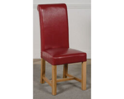 That's Furniture Oregon Round Oak Dining Table And 4 Chairs Dining Set With Washington Burgundy Leather Chairs - thumbnail 6